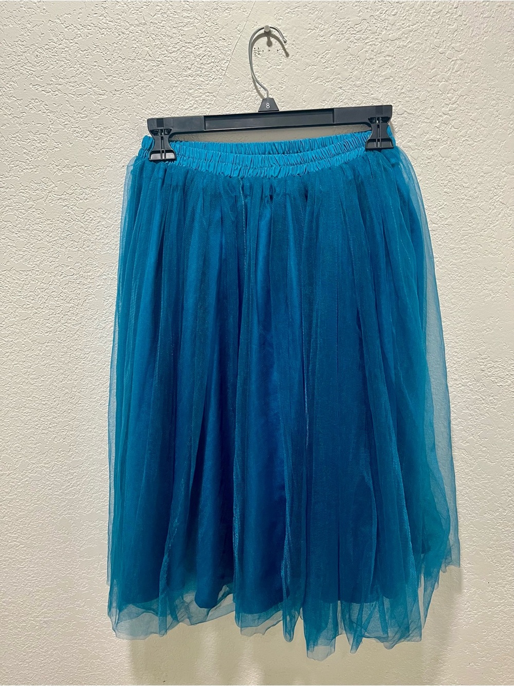 Teal Tulle Midi Skirt
